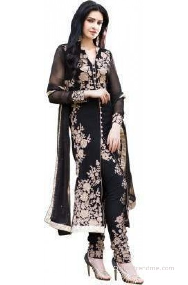 V2v Fashion Georgette Embroidered Semi-stitched Salwar Suit Dupatta Material